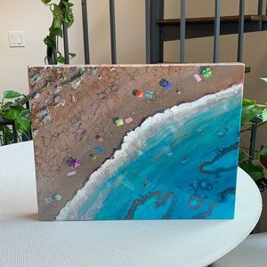 Acrylic original aerial beach painting by me 11x14